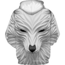 White smiling wolf 3D printing hoodie